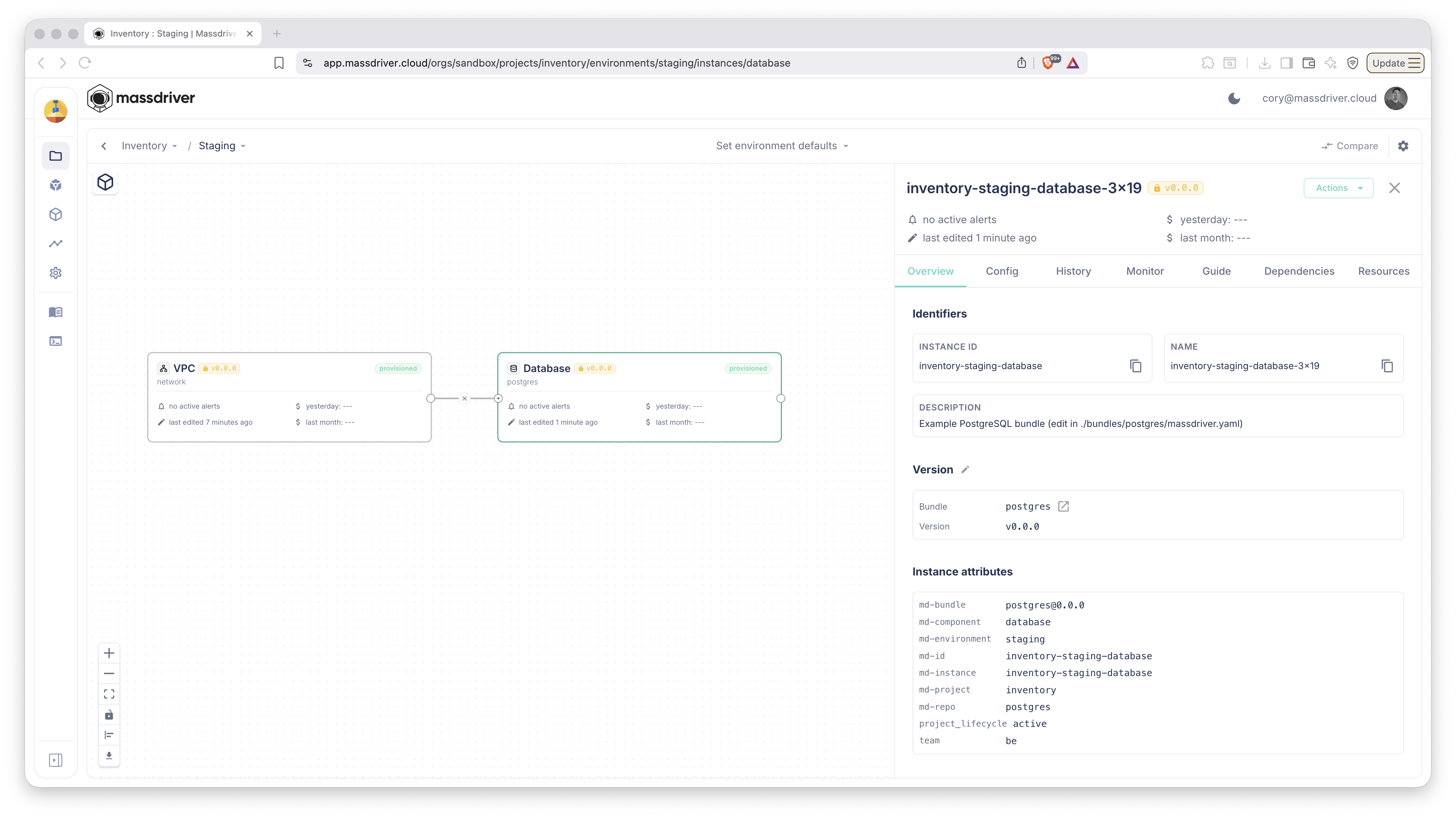 Instance details panel